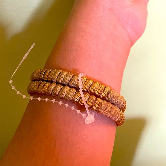 2 Piece Gold textured Bracelet set - Picture 3 of 6